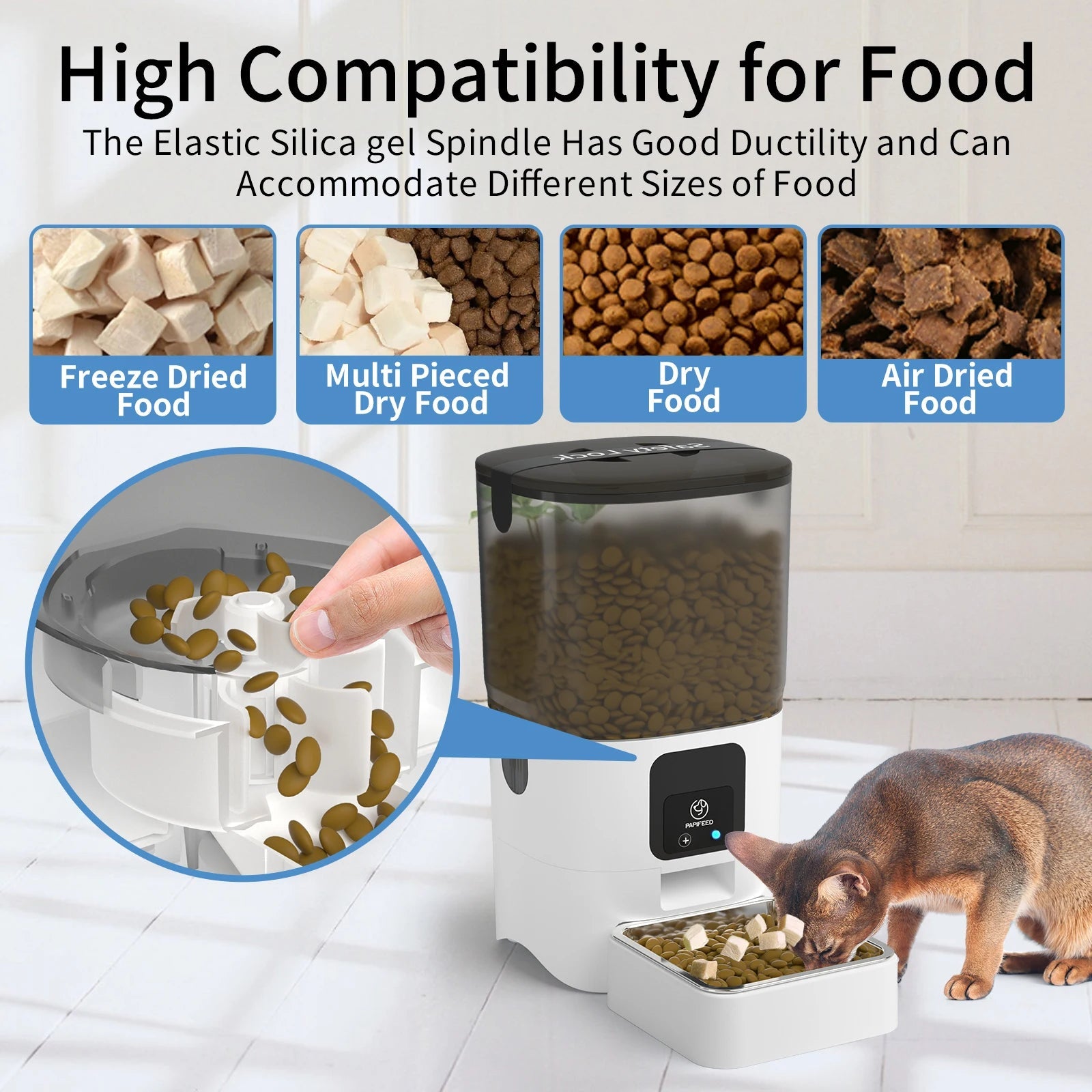 PAPIFEED Smart Automatic Cat Feeder – WiFi - Controlled with APP for Remote Feeding & Easy Clean Detachable Design - Buy at G - ZONE