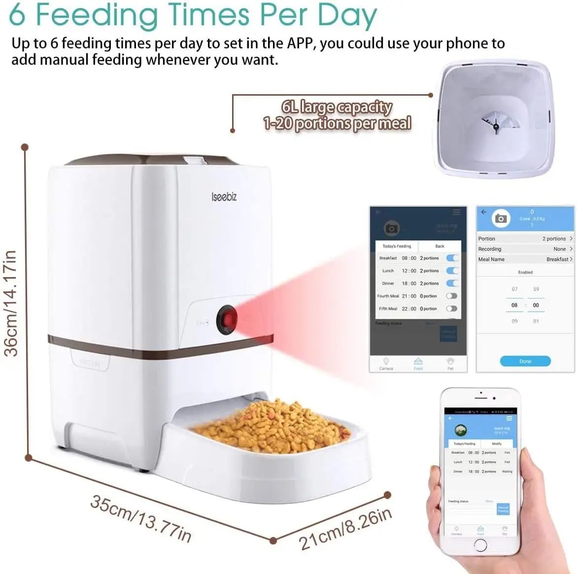 Smart Automatic Pet Feeder with Camera – 6L App - Controlled Food Dispenser with 2 - Way Audio & Video Recording - Buy at G - ZONE