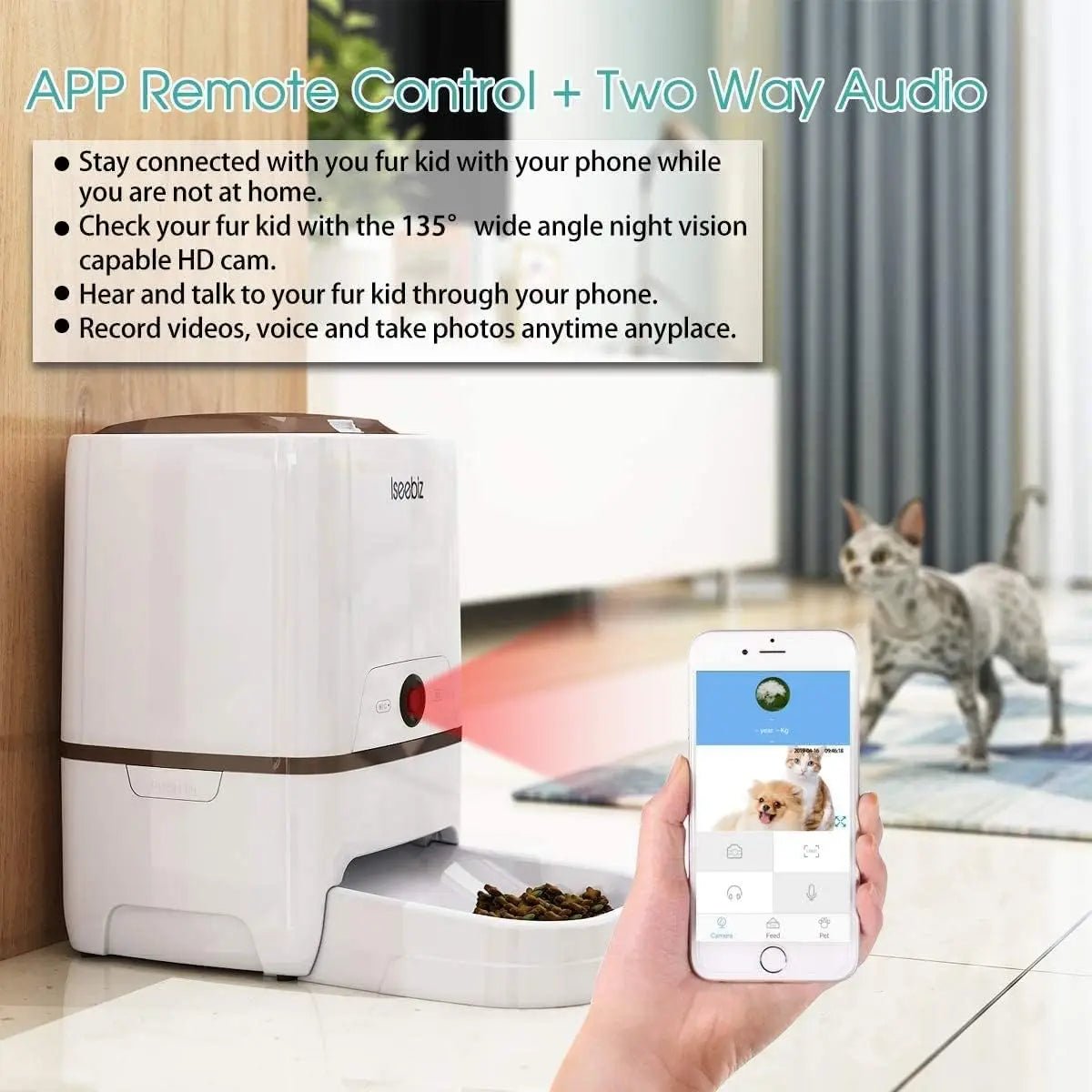 Smart Automatic Pet Feeder with Camera – 6L App - Controlled Food Dispenser with 2 - Way Audio & Video Recording - Buy at G - ZONE