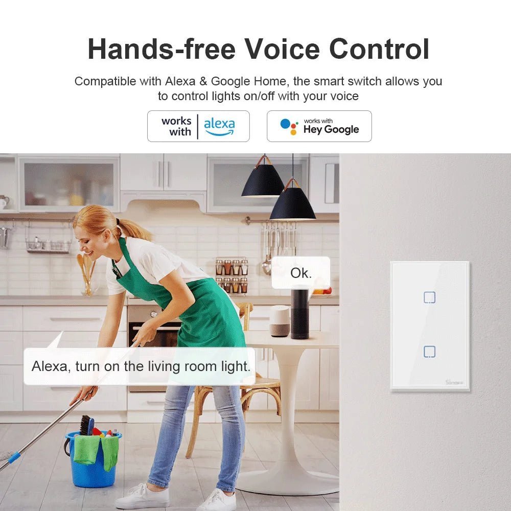 SONOFF TX T0US WiFi Smart Wall Switch – Touch Control, Alexa & Google Compatible - Buy at G - ZONE