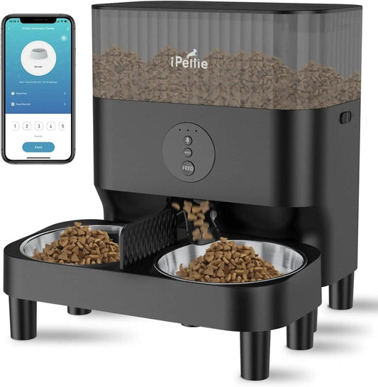 WiFi Automatic Pet Feeder – 5L Smart Dispenser for 2 Pets with Adjustable Height & Scheduled Meals - Buy at G - ZONE